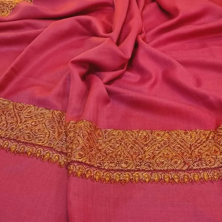 Pure Pashmina Shawl – Hand Embroidered Four-Side Border (45x90)