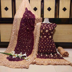 New Arrival – Handmade Bahawalpuri Chunri Suit | 80x80 Linen 4Pc Set