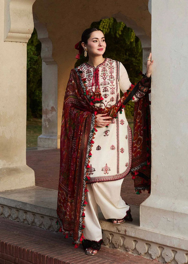 Airjet Lawn 3PC Heavy Suit with Cross Stitched Embroidery & Slub Blossom Digital Print Dupatta