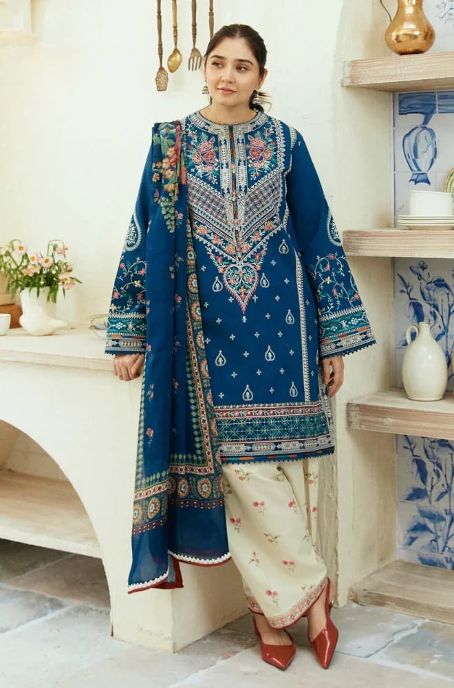 Luxury 3-Piece Lawn Suit – Heavy Embroidered Shirt, Neno-Kara Dupatta & Lawn Trouser