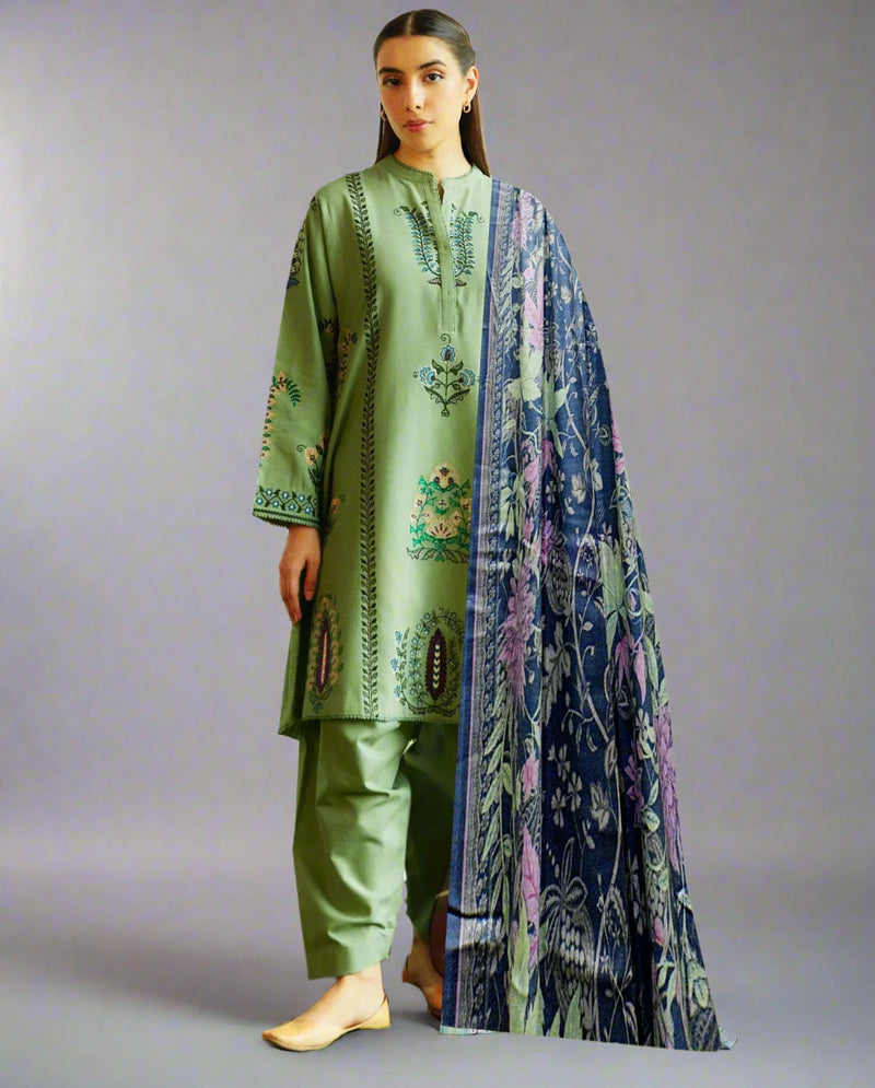 Premium Embroidered Lawn 3PC Suit with Digital Print Dupatta