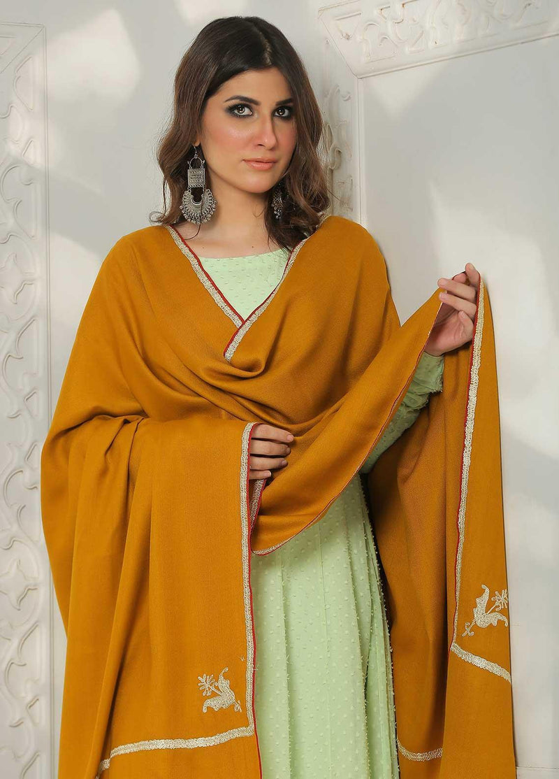 Indian Kingri Pashmina Shawl – Mustard (45x90)